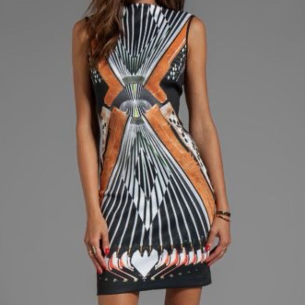 Beautiful Clover Canyon Evening Dress Size S ~ Accordion Modern Sheath Mini~